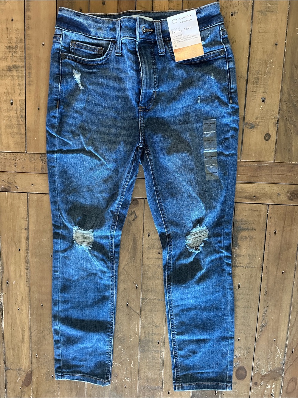 LC Lauren Conrad Distressed Blue Skinny Jeans